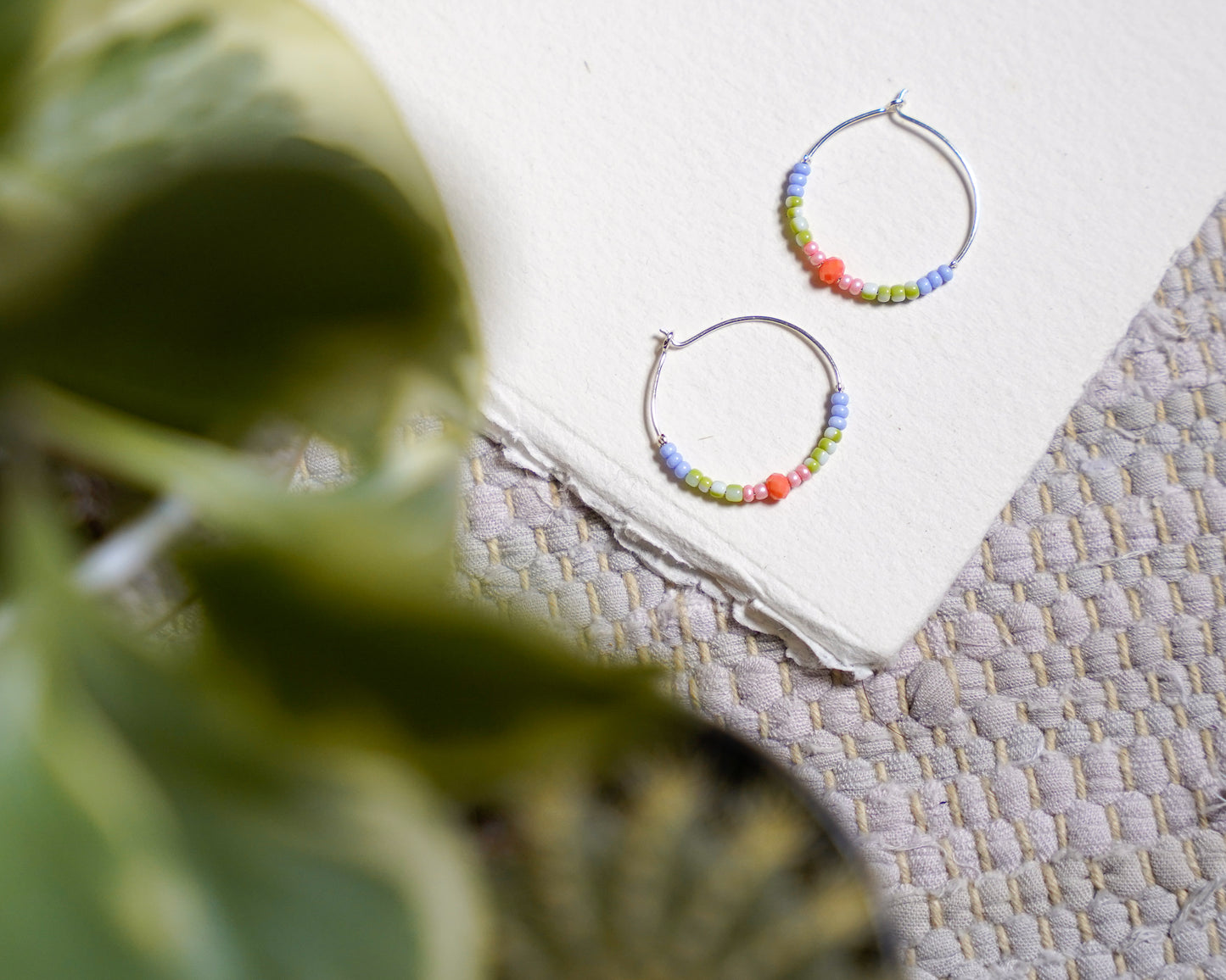 April Beaded Hoops